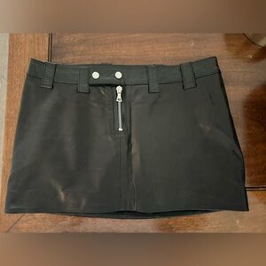 Beau Souci Black Leather Mini Skirt with Zipper Detail